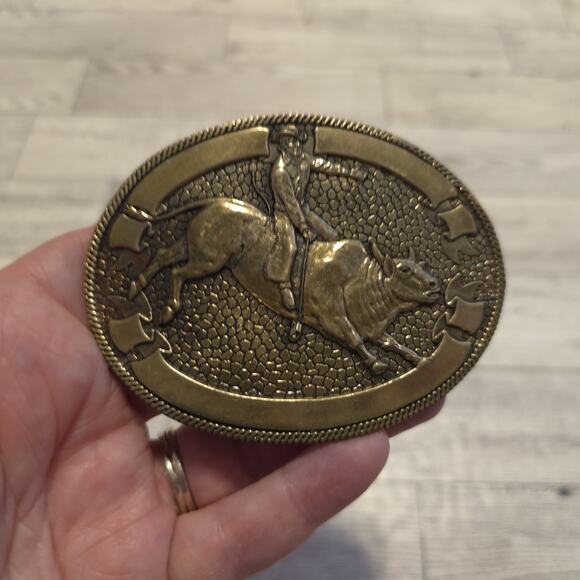 Rodeo Belt Buckle Cowboy Riding Bucking Bronco Bull Brass -Award Design Metals - Picture 1 of 5